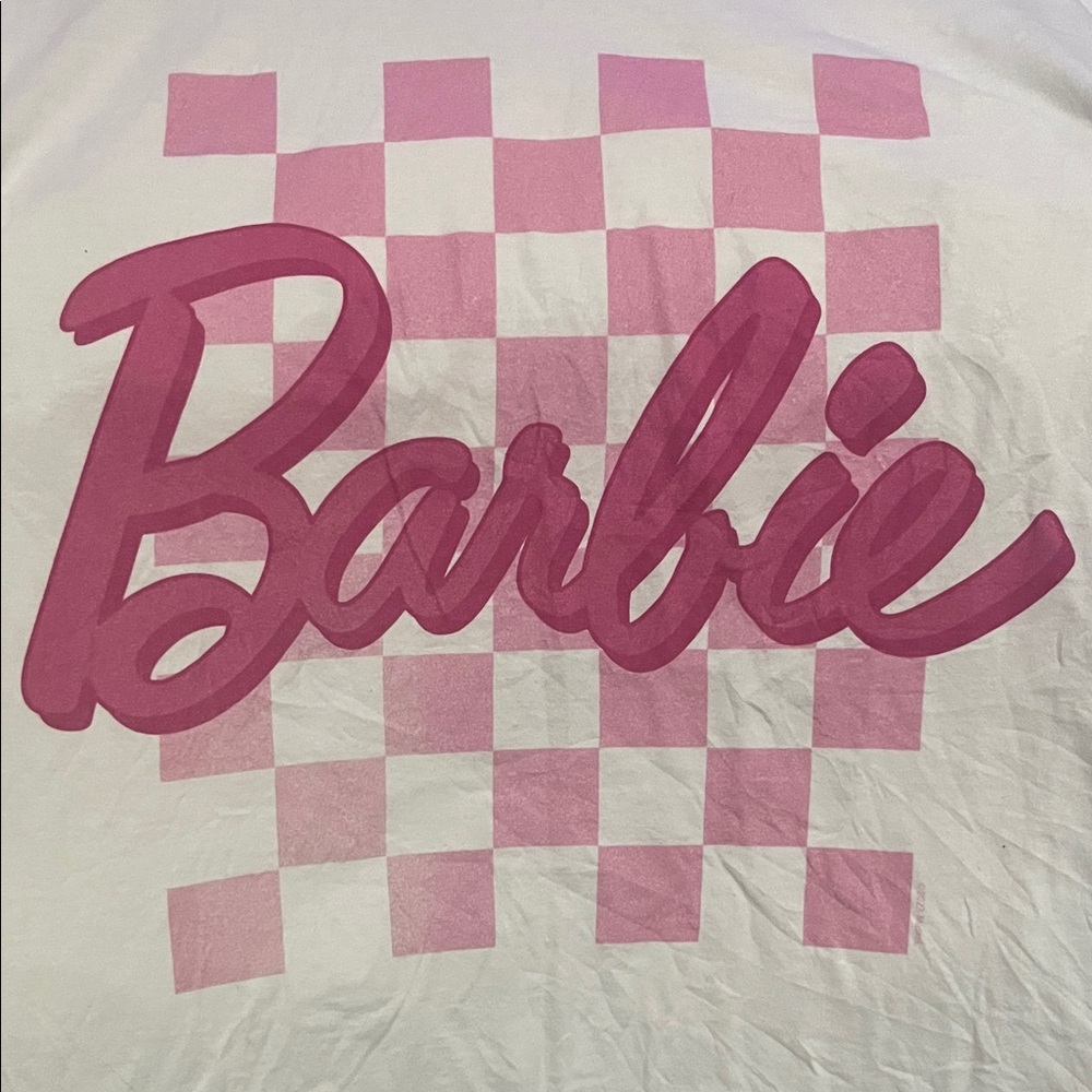 Mattel Barbie Pink and White Checkered  Large Shirt
